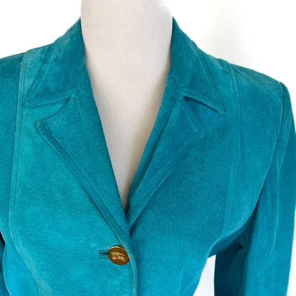 Vintage Burberry Turquoise Pig Suede Jacket UK 8 / US 6 - Picture 5 of 15